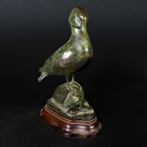 11 - Patricia Northcroft (contemporary), 'Teal Preening', limited edition patinated bronze sculpture, sig... 