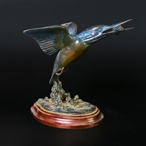 10 - Patricia Northcroft (contemporary), 'Kingfisher with Fish', limited edition patinated bronze sculptu... 