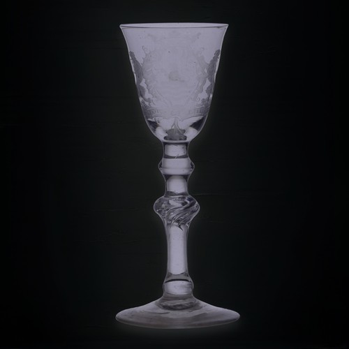 56 - An antique Dutch Zeeland province armorial Wine Glass, possibly c. 1750, with engraved Zeeland Coat ... 