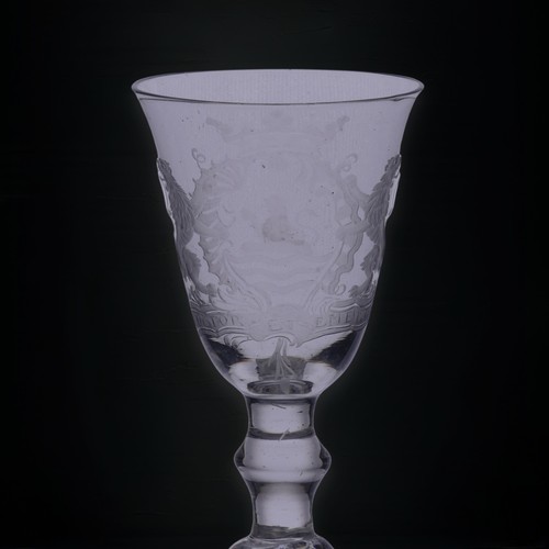 56 - An antique Dutch Zeeland province armorial Wine Glass, possibly c. 1750, with engraved Zeeland Coat ... 