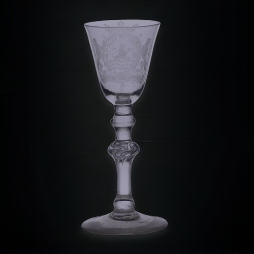 56 - An antique Dutch Zeeland province armorial Wine Glass, possibly c. 1750, with engraved Zeeland Coat ... 