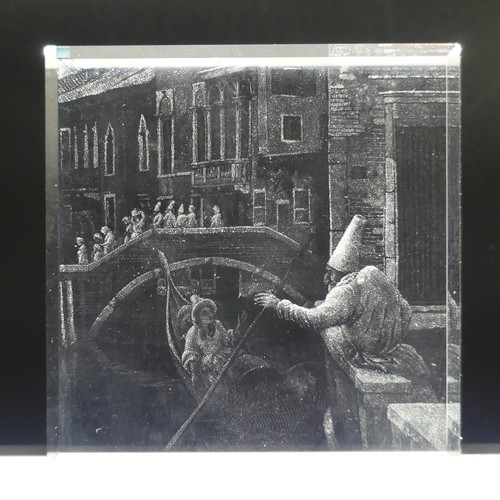 41 - James Denison-Pender (Contemporary) 'Punchinello', a stipple engraved glass block depicting a Veneti... 