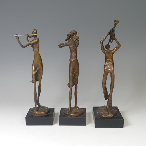 9 - Bernard Kim (South Korean, b. 1942), three bronze figures of musicians, a Violinist, a Flutist and a... 