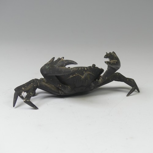 22 - A Japanese bronze study of a Crab, lacking two lower limbs, W 14.5 cm.Provenance: The Captain Campbe... 