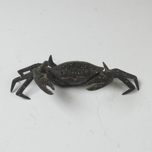 22 - A Japanese bronze study of a Crab, lacking two lower limbs, W 14.5 cm.Provenance: The Captain Campbe... 
