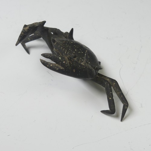 22 - A Japanese bronze study of a Crab, lacking two lower limbs, W 14.5 cm.Provenance: The Captain Campbe... 