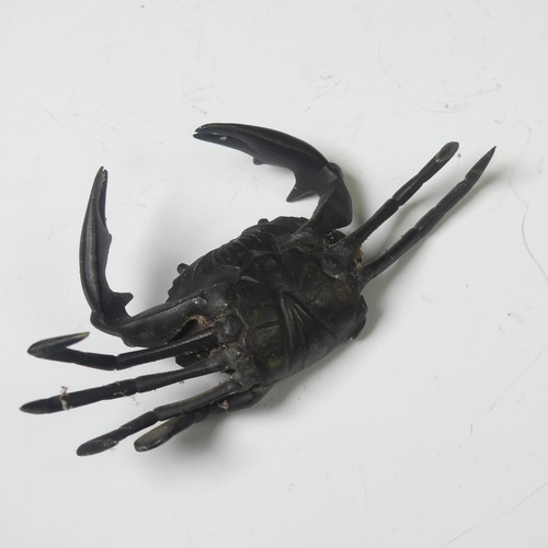 22 - A Japanese bronze study of a Crab, lacking two lower limbs, W 14.5 cm.Provenance: The Captain Campbe... 