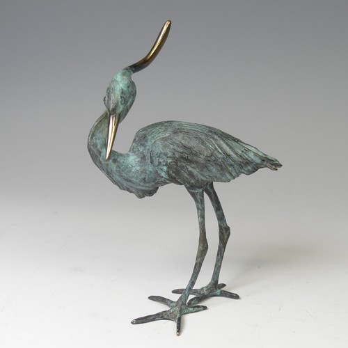 13 - Michael Storey (British, b. 1948), a bronze sculpture of a Heron, H 18 cm, together with another bro... 