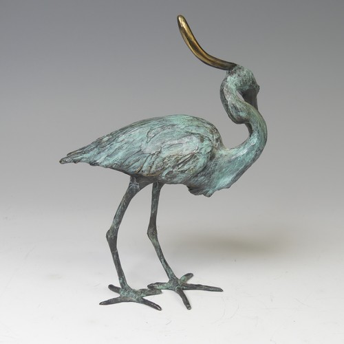 13 - Michael Storey (British, b. 1948), a bronze sculpture of a Heron, H 18 cm, together with another bro... 