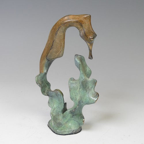 13 - Michael Storey (British, b. 1948), a bronze sculpture of a Heron, H 18 cm, together with another bro... 