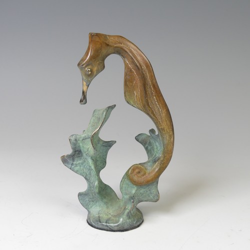 13 - Michael Storey (British, b. 1948), a bronze sculpture of a Heron, H 18 cm, together with another bro... 