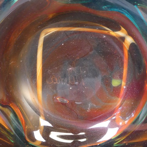 44 - A small quantity of Mdina studio Glass, to comprise a pair of striped vases, with bulbous body and f... 