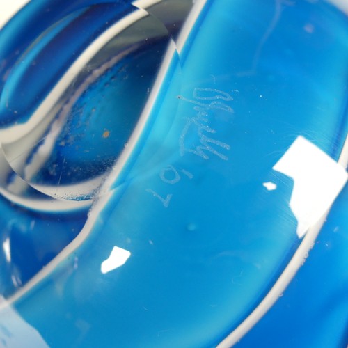 44 - A small quantity of Mdina studio Glass, to comprise a pair of striped vases, with bulbous body and f... 