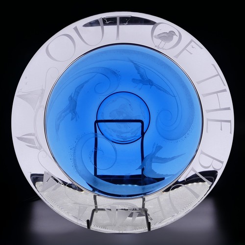 46 - Tracey Sheppard (Contemporary) an engraved Orrefors glass Bowl, etched with nautical motifs, D 28cm.... 