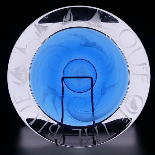 46 - Tracey Sheppard (Contemporary) an engraved Orrefors glass Bowl, etched with nautical motifs, D 28cm.... 