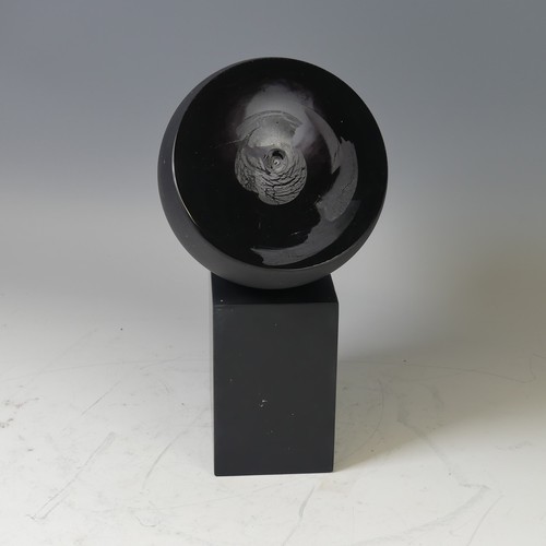 38 - Shelley James (Contemporary) 'Minds Eye' glass Sculpture, the outer surface composed of opaque black... 