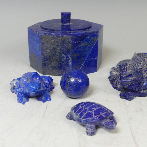 25 - A large carved Lapis Lazuli study of a Lizard on leaf, probably Chinese, unsigned, L 17.5 cm, togeth... 