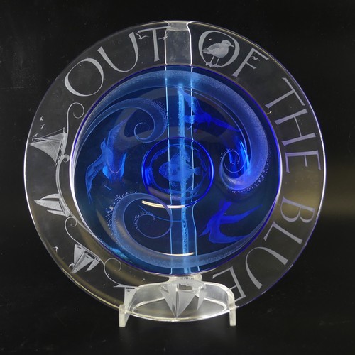 46 - Tracey Sheppard (Contemporary) an engraved Orrefors glass Bowl, etched with nautical motifs, D 28cm.... 
