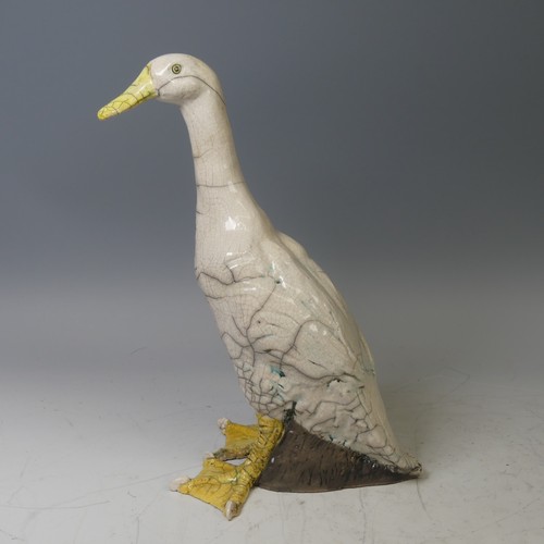 Dillon Rudge (British, Contemporary) a raku pottery figure of a Duck ...