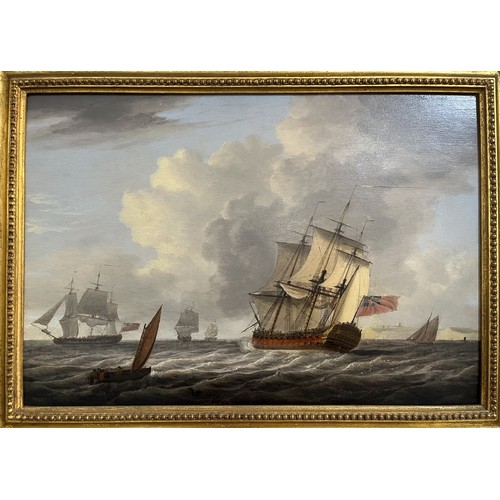 99 - Dominic Serres (French, 1722 - 1793) Off Dover, oil on panel, signed lower right, 12in x 18in (30.5c... 