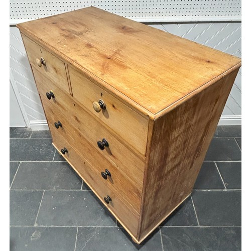An antique pine Chest of Drawers, with two short drawers over three ...
