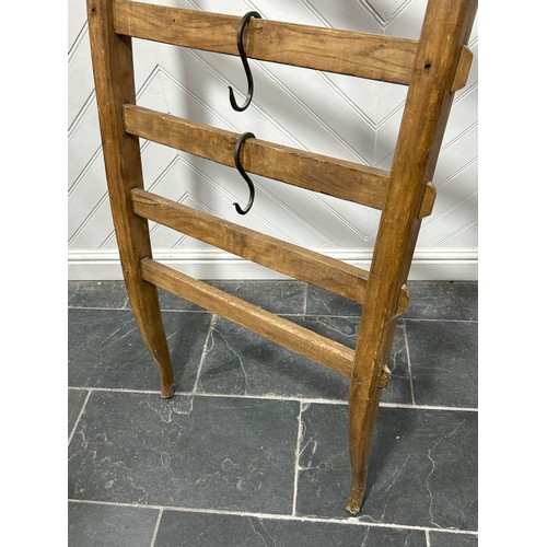 An antique style pine hanging wall Rack, with five loose iron hooks, W ...