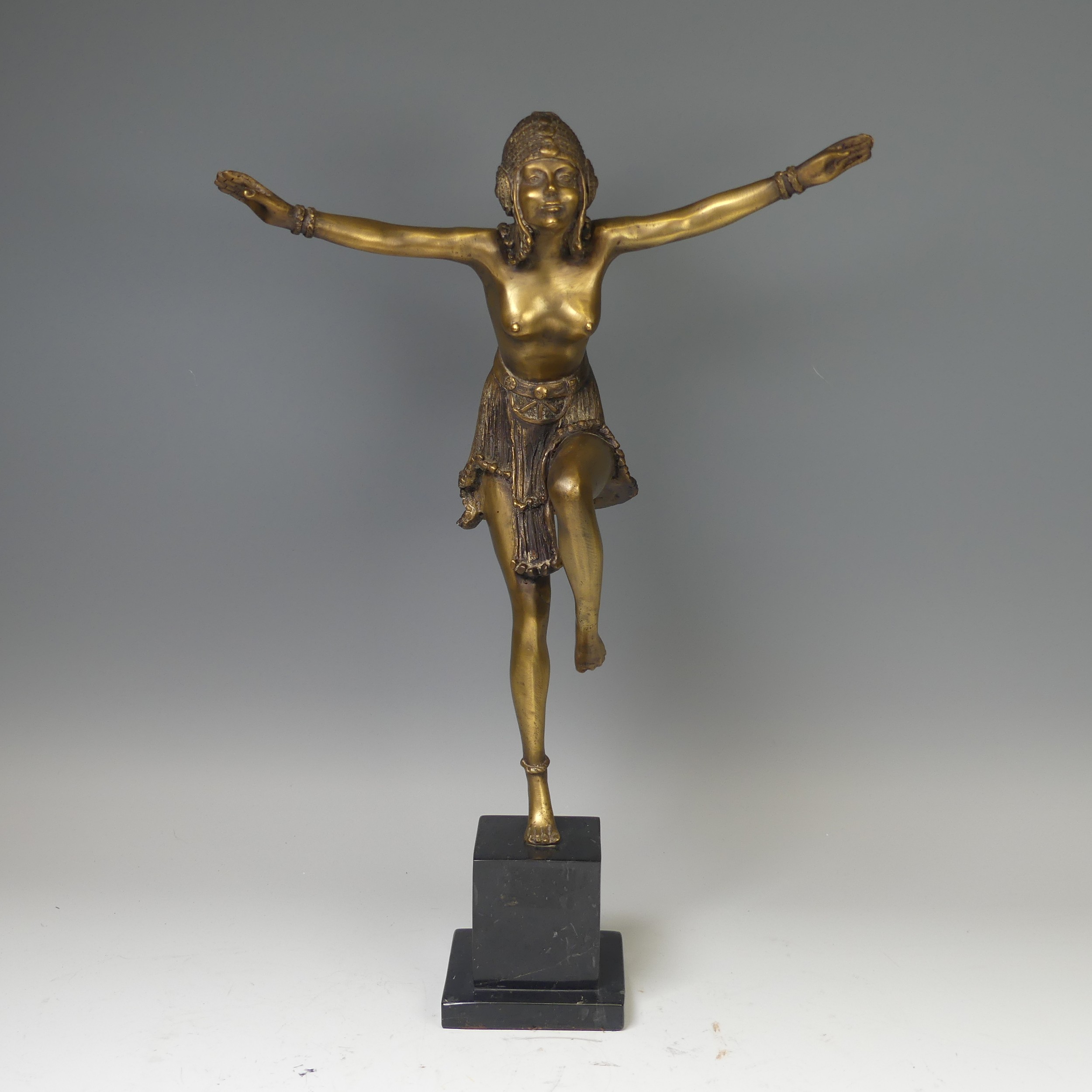An Art Deco bronze Statue of the Dancer of the Ganges (Chain Dancer ...