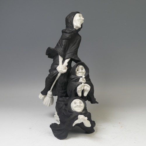 42 - 'Laughing Witches', a ceramic model of three witches on broomsticks, by Algora, Spain, decorated in ... 
