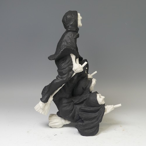 42 - 'Laughing Witches', a ceramic model of three witches on broomsticks, by Algora, Spain, decorated in ... 