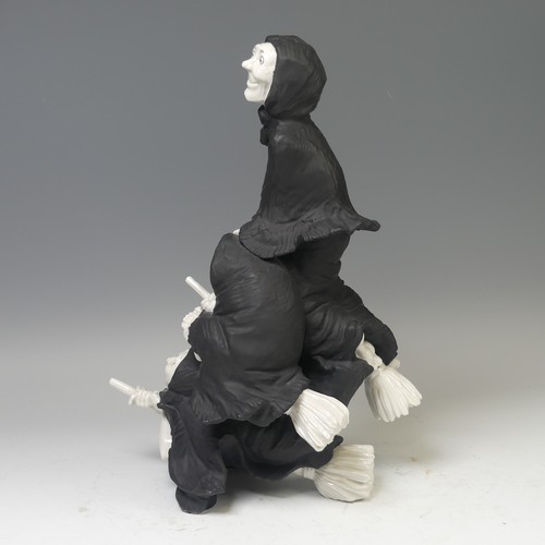 42 - 'Laughing Witches', a ceramic model of three witches on broomsticks, by Algora, Spain, decorated in ... 