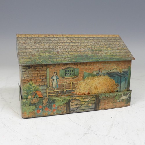 116 - Advertising Tins: a Huntley & Palmers novelty biscuit tin, in the form of a farmhouse, with fold... 