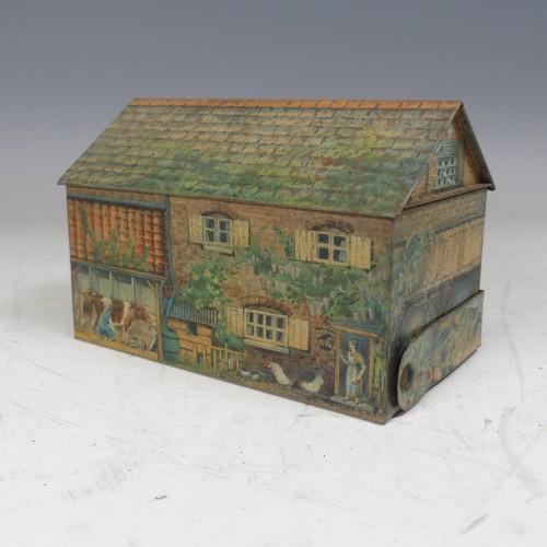 116 - Advertising Tins: a Huntley & Palmers novelty biscuit tin, in the form of a farmhouse, with fold... 