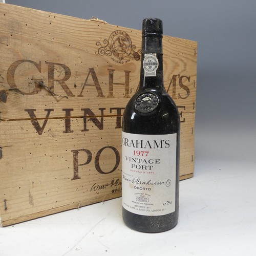 80 - Port: Twelve bottle of Grahams 1977 Vintage Port, in original wooden case.