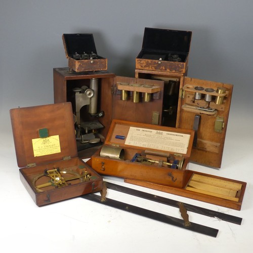 121 - A collection of 19th century and later Scientific and Mathematical Instruments, including; two case ... 