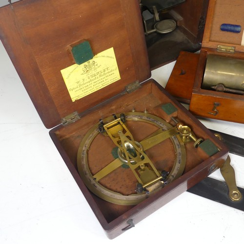 121 - A collection of 19th century and later Scientific and Mathematical Instruments, including; two case ... 