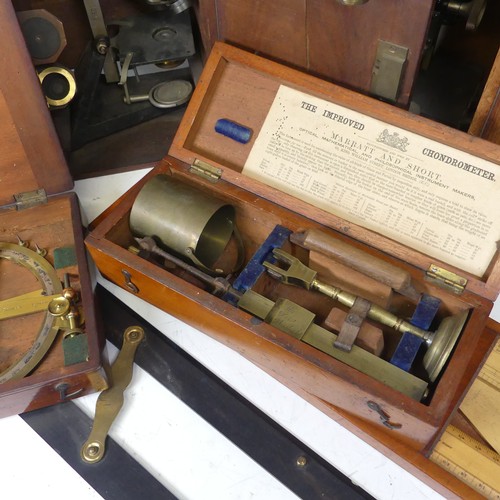 121 - A collection of 19th century and later Scientific and Mathematical Instruments, including; two case ... 