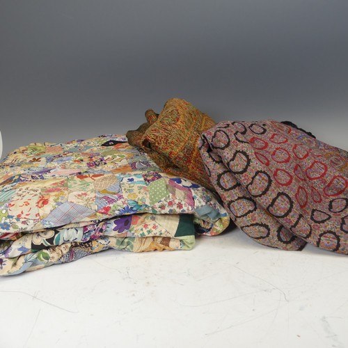 Vintage Textiles: a hand-made reversible Patchwork Quilt, 204 cm x 146 ...