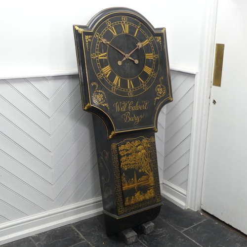 51 - An Act of Parliament / Tavern style wall Clock, dial signed William Calvert, Bury, heavily decorated... 