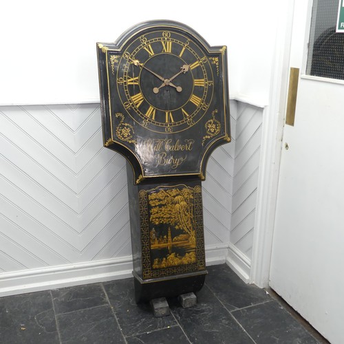 51 - An Act of Parliament / Tavern style wall Clock, dial signed William Calvert, Bury, heavily decorated... 