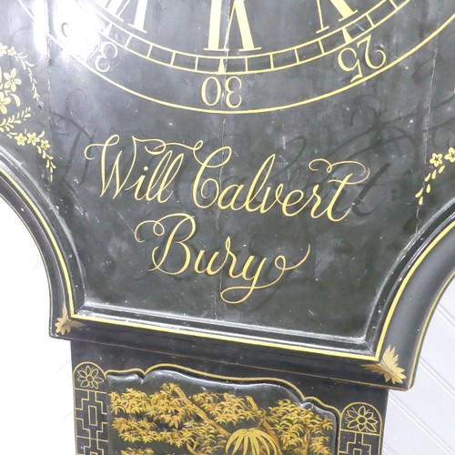 51 - An Act of Parliament / Tavern style wall Clock, dial signed William Calvert, Bury, heavily decorated... 