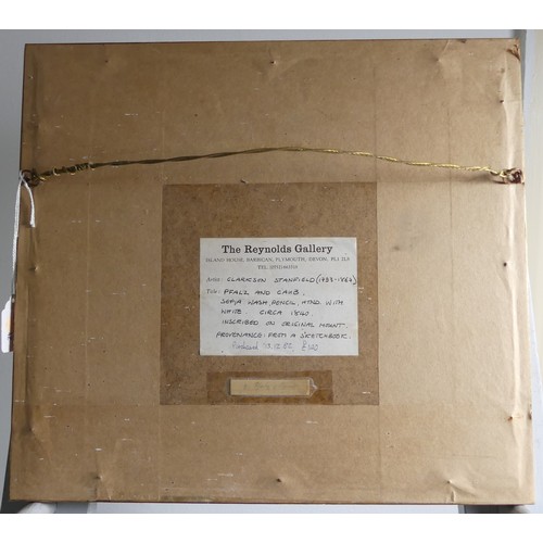 69 - Attributed to Clarkson Stanfield (1793 - 1867) Pfalz & Caub, (Pfalzgrafenstein Castle)  sepia wa... 