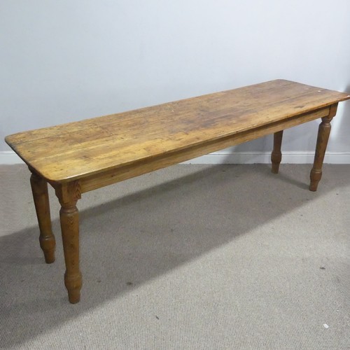 31 - An early 19th century pine wake Table, of long and narrow proportions, stamped 'E.R' to the front le... 