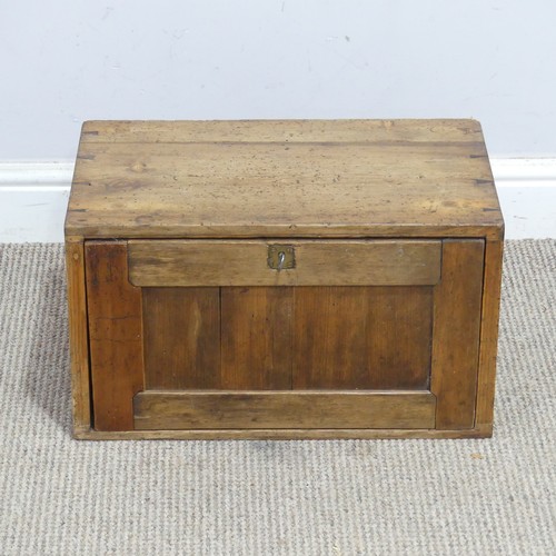 28 - A rustic pine desk top tool Chest, the fall front revealing three graduating drawers, W 46 cm x H 26... 