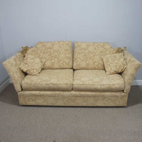 27 - A Harrington Knole Sofa, with jacquard weave floral upholstery, raised on castors, W 180 cm x H 80 c... 