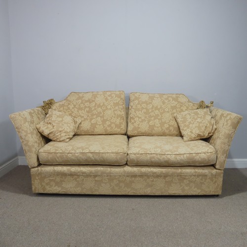 27 - A Harrington Knole Sofa, with jacquard weave floral upholstery, raised on castors, W 180 cm x H 80 c... 
