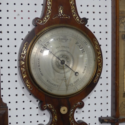 38 - Two 19th century mahogany wheel Barometers, including a rosewood wheel Barometer, by 'J & N Apri... 