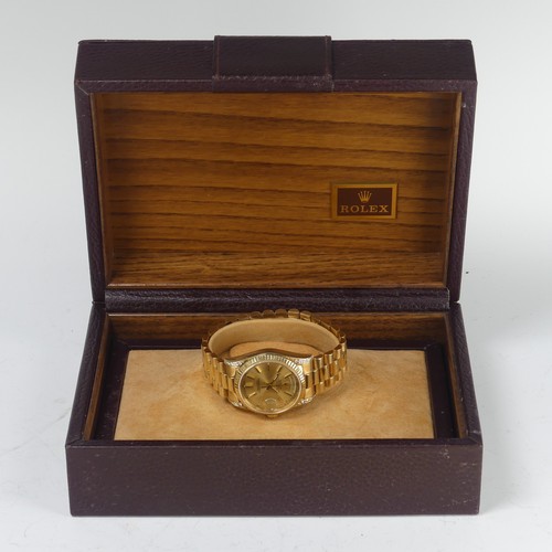143 - A Rolex Oyster Perpetual Day-Date 18ct gold Wristwatch, Ref. 18238, circa 1990's, with signed and je... 