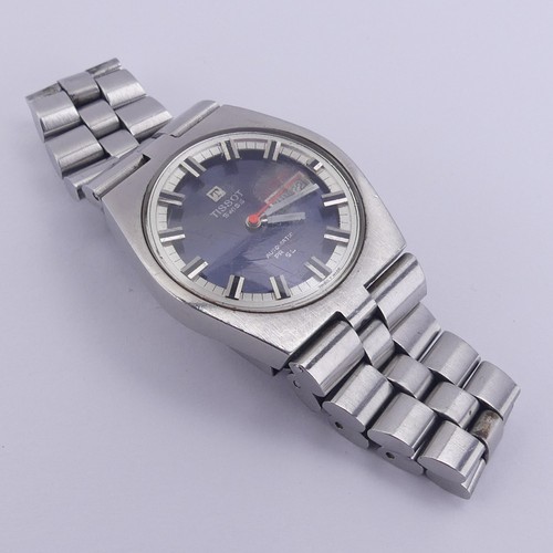 146 - A vintage Tissot PR 516 GL stainless steel automatic Wristwatch, with blue dial and red centre secon... 