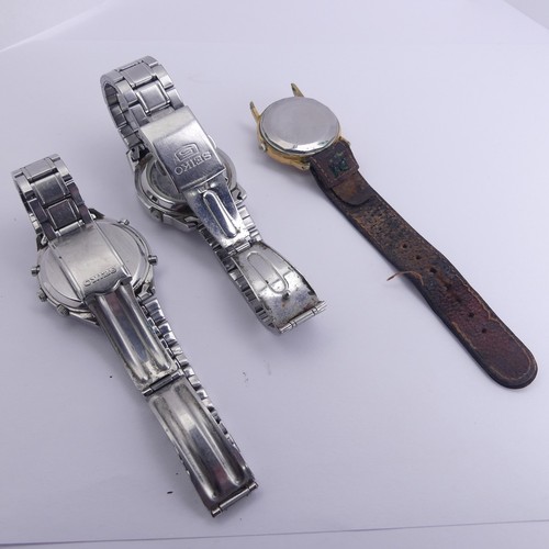 146 - A vintage Tissot PR 516 GL stainless steel automatic Wristwatch, with blue dial and red centre secon... 