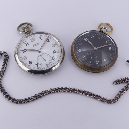 115 - A Buren Grand Prix military issue nickel cased Pocket Watch, the caseback with broad arrow mark and ... 